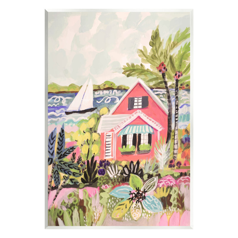 «Tropical Cottage Scenery» sur toile par Karen Fields, H 19 po x l 13 po x P 0,5 po