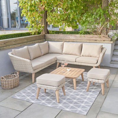 Cambrai Wicker 6 - Person Garden Lounge Set with Cushions
