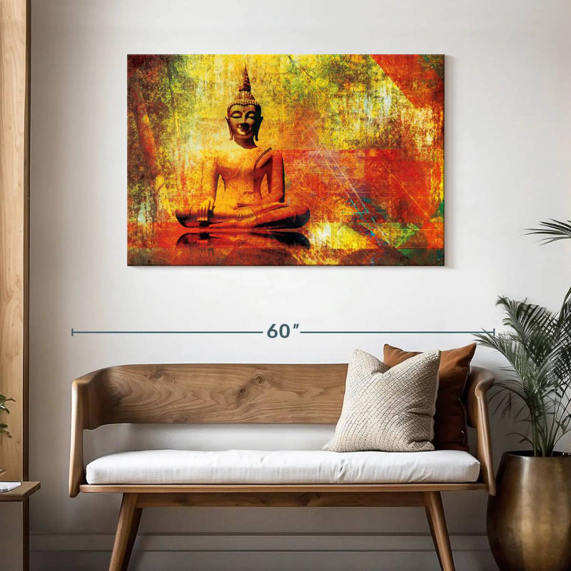 Statue de Bouddha assis Leisha, H 30 po x l 45 po