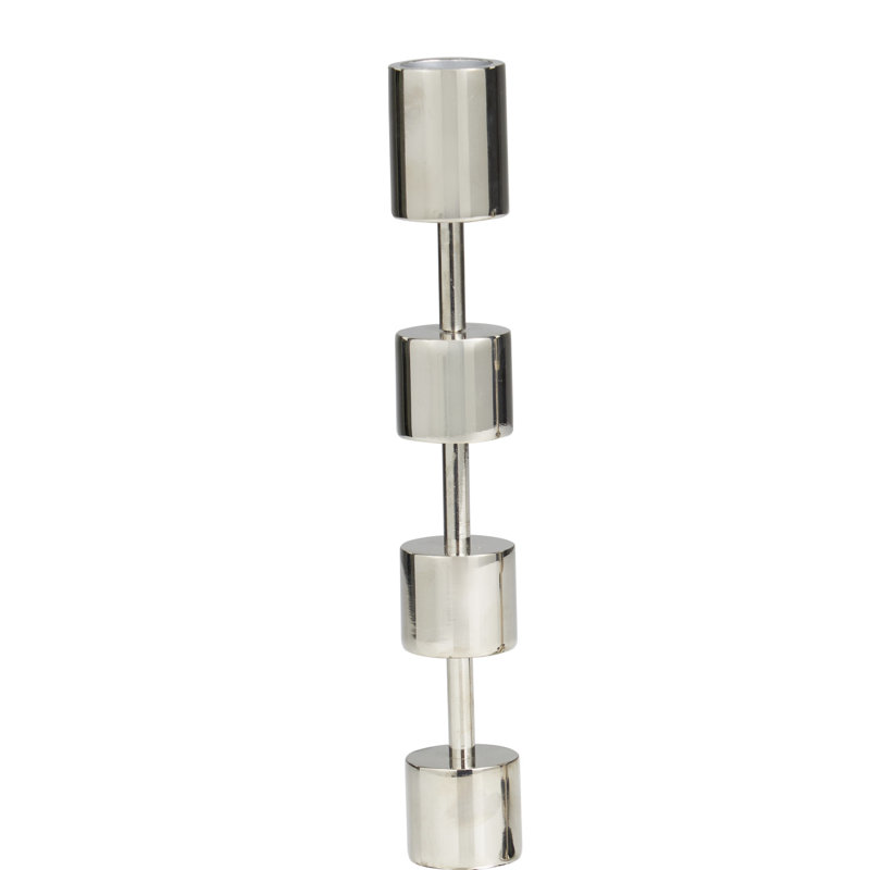 Brenner 3 Piece Aluminum Tabletop Candlestick Set, Polished Silver