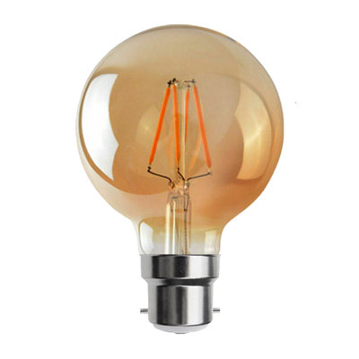 BA22d Dimmable Incandescent Vintage Edison Globe Light Bulb Amber