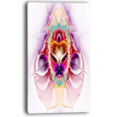 Grand coeur fractal à motif symétrique rose sur toile tendue