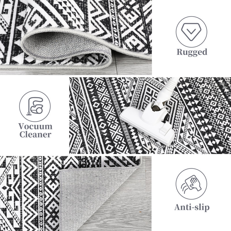 Area Rug Machine Washable, Non-Slip, Low Pile, mark Resistant Carpet for Living Room, Bedroom, Dining Room  Geometric Design - Home Decor