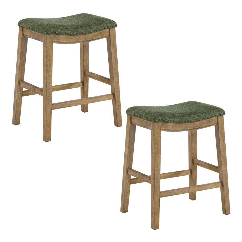 Tabouret de bar et de comptoir Clewiston, Pin, Chêne moyen, Tabouret de comptoir (assise de 24,75 po de hauteu