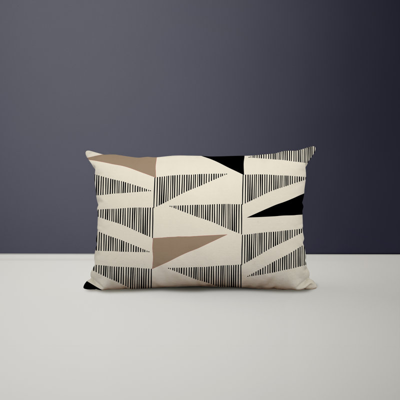 Housse et insert de coussin rectangulaire intérieur / extérieur en polyester / mélange de polyester Chamu, Beige / noir