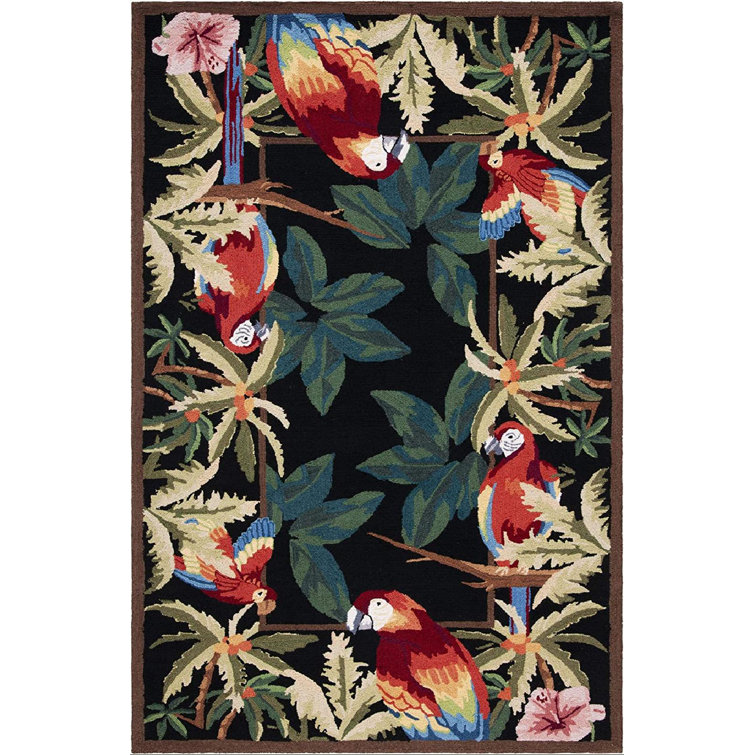 Hogle Hand Hooked Wool Floral Rug