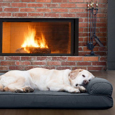 Quilted Orthopedic Bolster Sofa Pet Bed