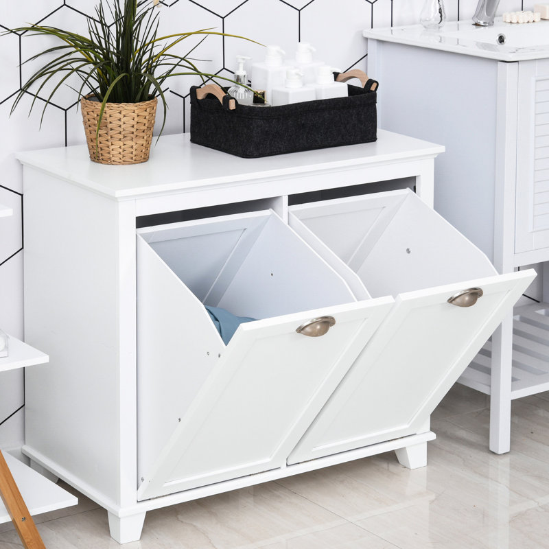 White Tilt-out Laundry Sorter Bathroom Cabinet By - Abundant Room For Towels & Accessories , To Damp Air Toppling 30"x16.19"x27.5 Cabinet, Ample Space Construction, -blocking 30" W X 16.19" D 27.5" H