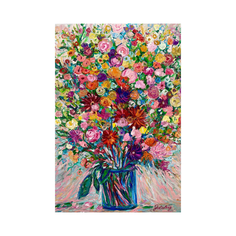 Jardin de fleurs - reproduction d'art mural - toile tendue, H 18 po x l 12 po