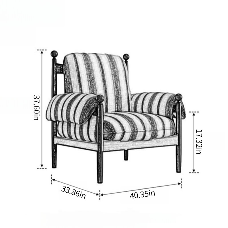 French Vintage Single Chair, Beige/Coffee Fabric