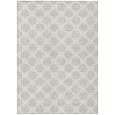 5' X 8' Ivory And Gray Polka Dot Washable Indoor Outdoor Area Rug