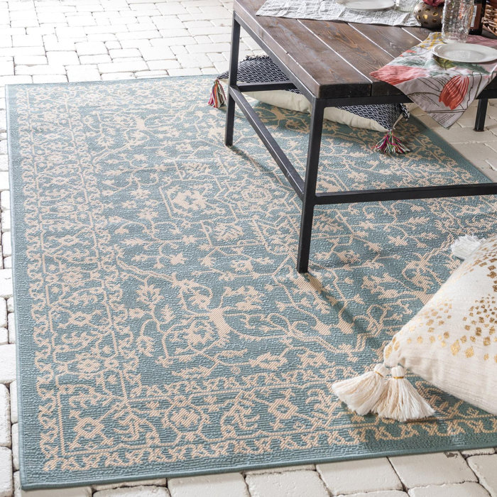 Charlton Home® Cannes Light Blue Indoor/Outdoor Rug & Reviews | Wayfair