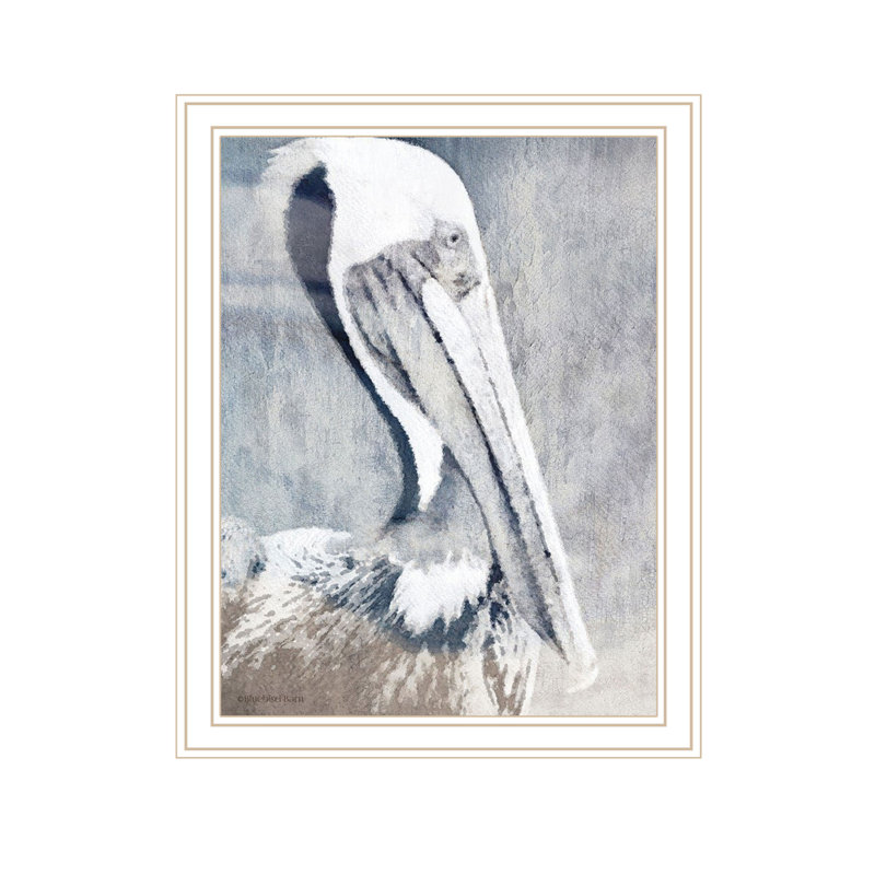 PELICAN, reproduction d'art encadrée blanche