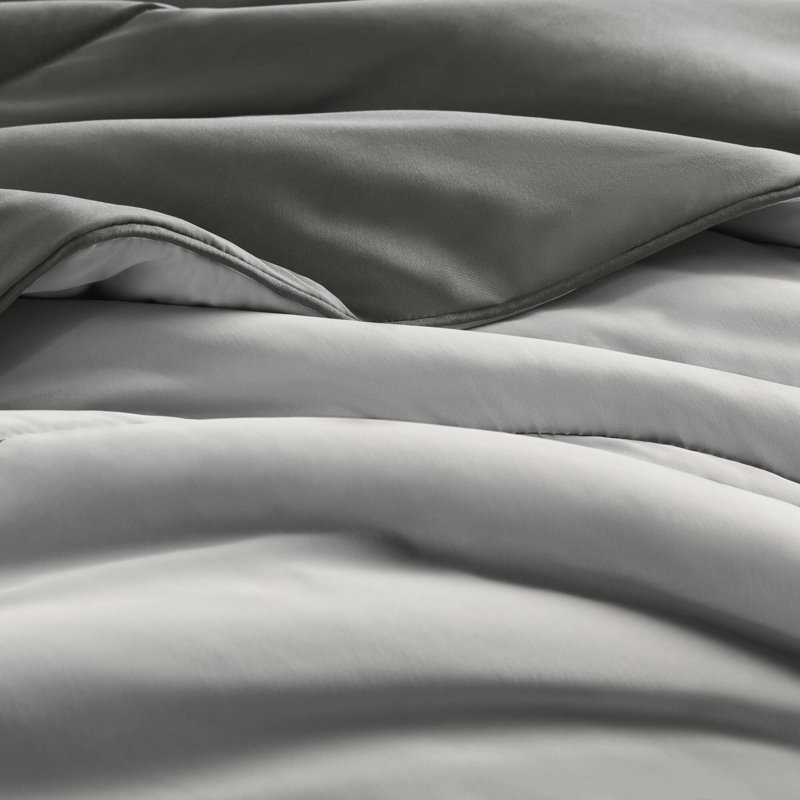 Ensemble de literie réversible Cooling, nylon gris et tencel, style moderne