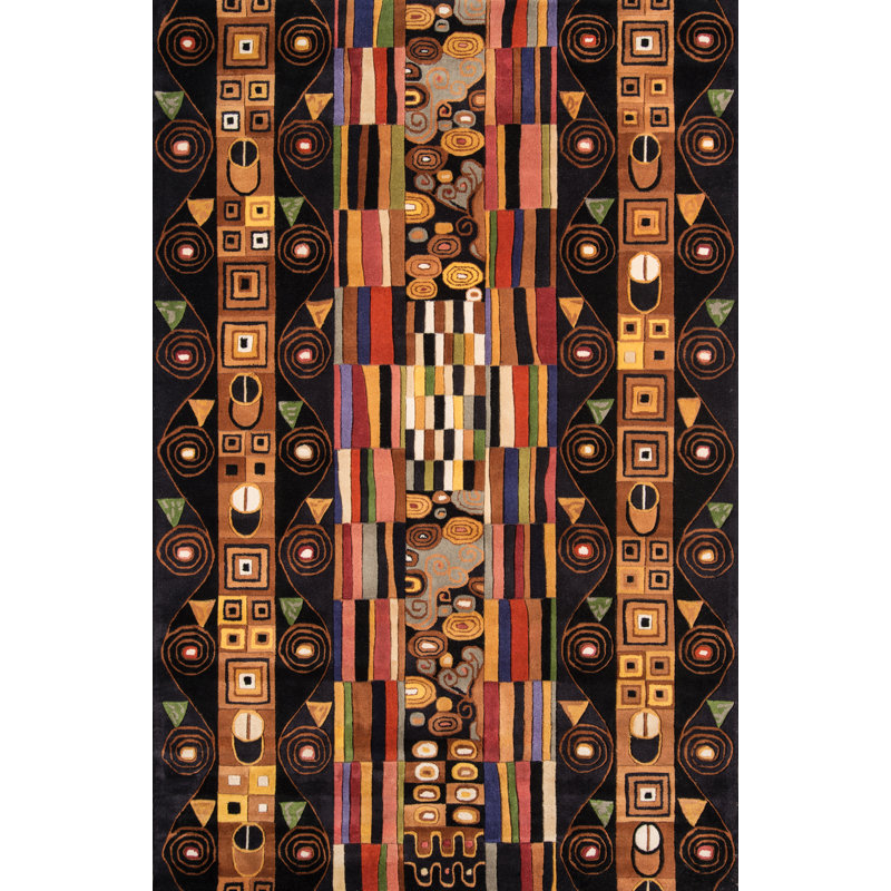 Tapis brun en laine touffeté à la main Heliana, Rectangle 3 pi 6 po x 5 pi 6 po