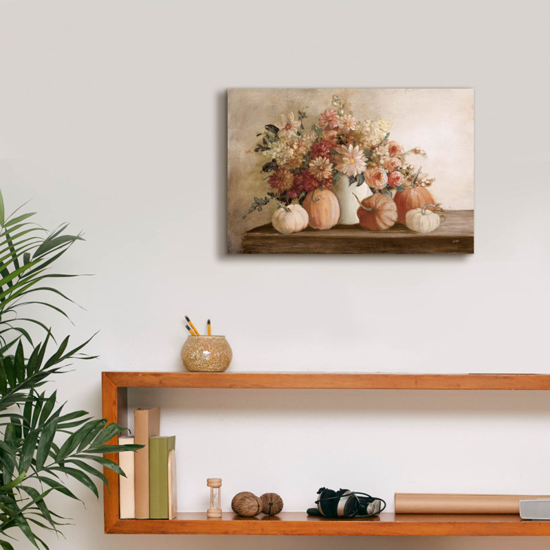 Art mural sur toile Winston Porter «Harvest Bouquet Pomegranate Light» par Julia Purinton, H 12 po x l 18 po x P 0,75 po
