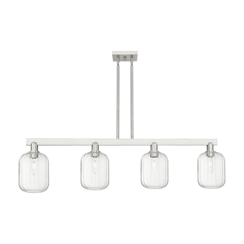 Luminaire suspendu pour îlot 4 lumières Hailsham, Clair, Nickel satiné