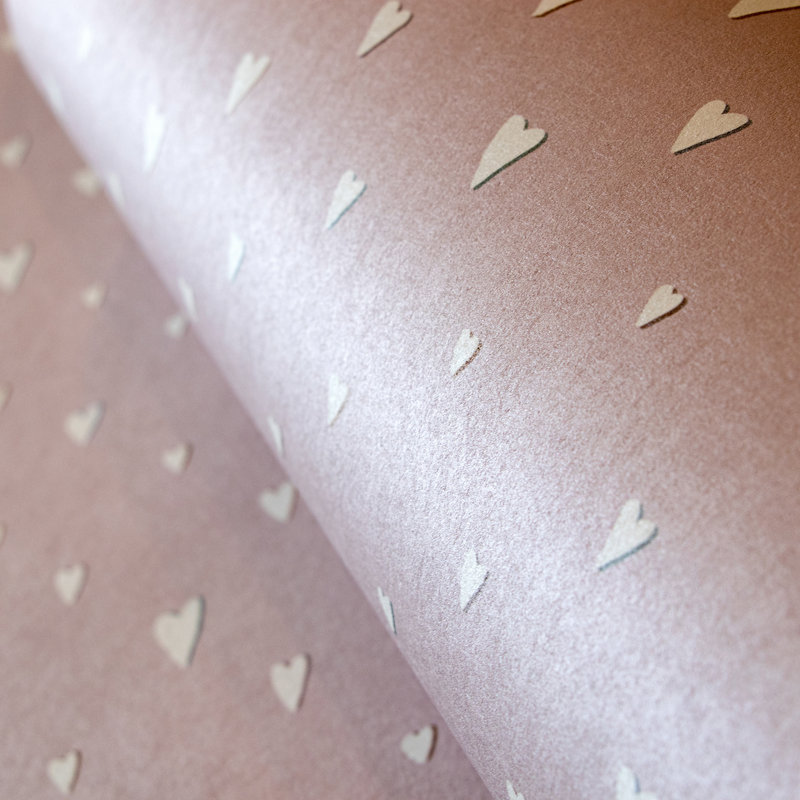 Great Kids Collection Smooth Glitter Hearts 33' L X 21" W Wallpaper Roll, Rose