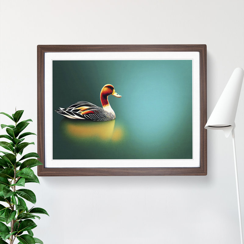 Brilliant Duck - Single Picture Frame Print, 34cm H x 46cm W x 2cm D, Walnut Framed