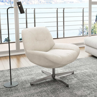 28" W Rotating Modern Chenille Accent Chair, Swivel Armless Chair