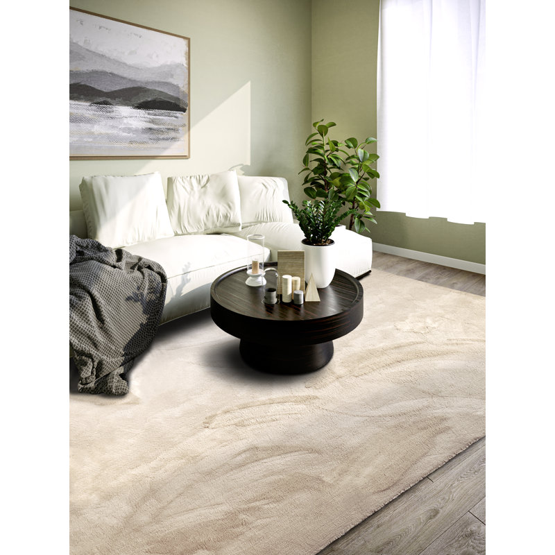 , Cream Leon high pile rug, Rectangular 120 x 170cm