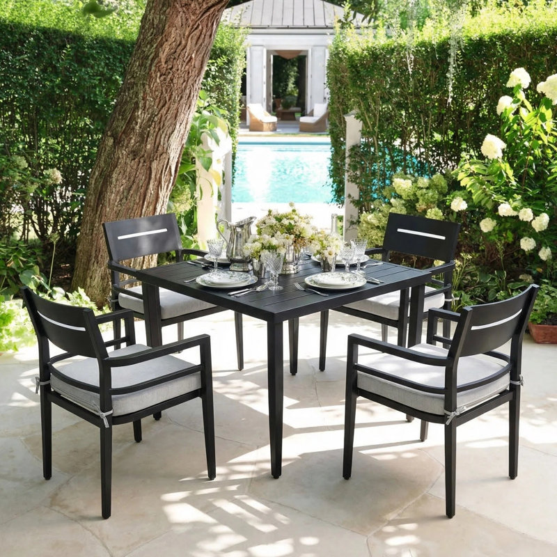 Chaises de salle à manger en aluminium Anna avec coussin Sunbrella