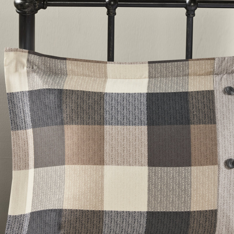 Housse de couette 6 pièces très grande / très grande avec motif à carreaux Buffalo et coussins décoratifs brodés à la main