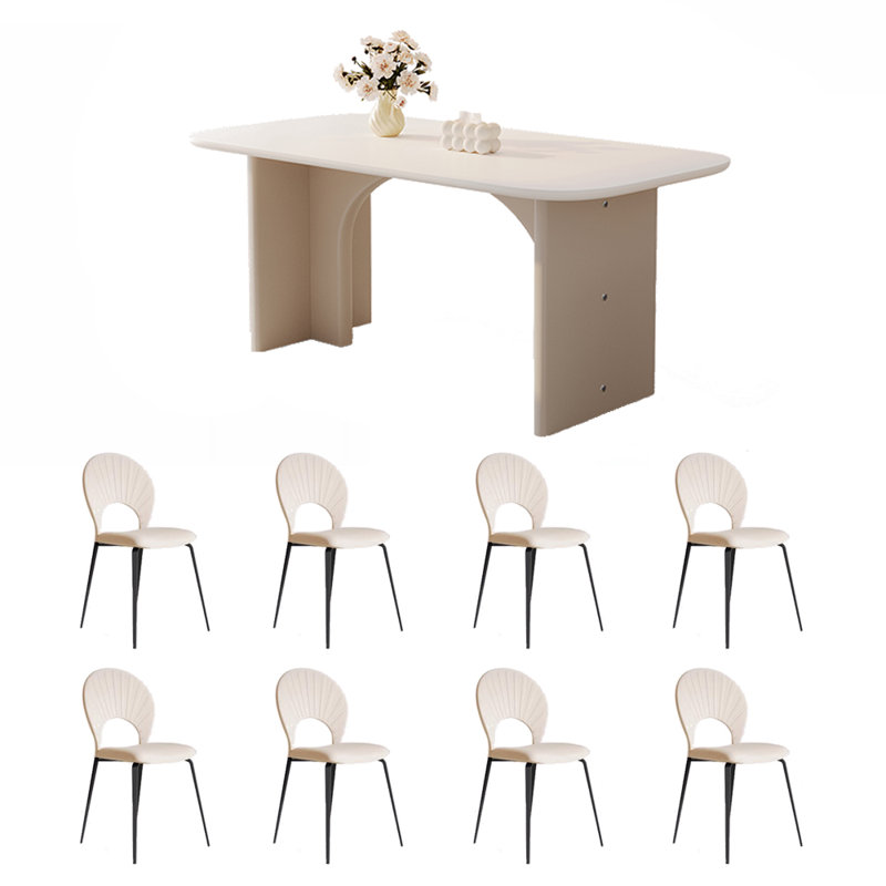 Combinaison table et chaises de style crème, Blanc
