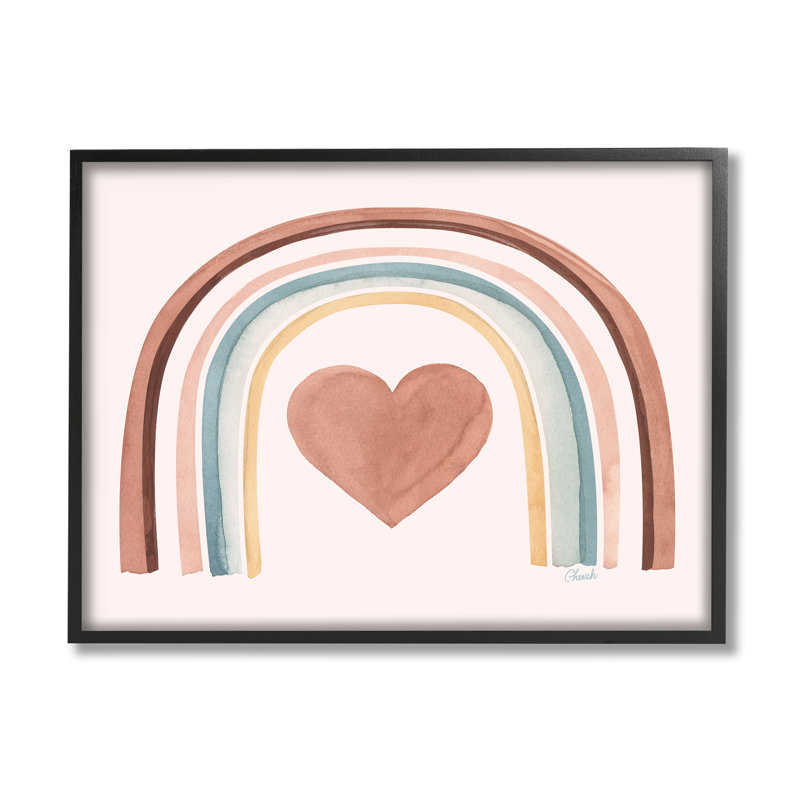 «Earth Earth Toned Rainbow Arch Heart» par Cherish Flieder - impression, Giclée encadrée noir minuit