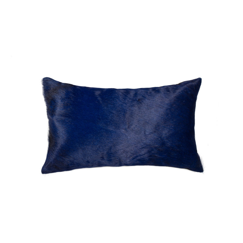 12" x 20" Chevron Cowhide Throw Pillow, Navy