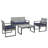 4-Piece Patio Furniture Set Outdoor Balcony Porch Garden Backyard Lawn Furniture Gray Acacia Wood Table Top, Blue Cushion And Light Gray Rattan-949330637