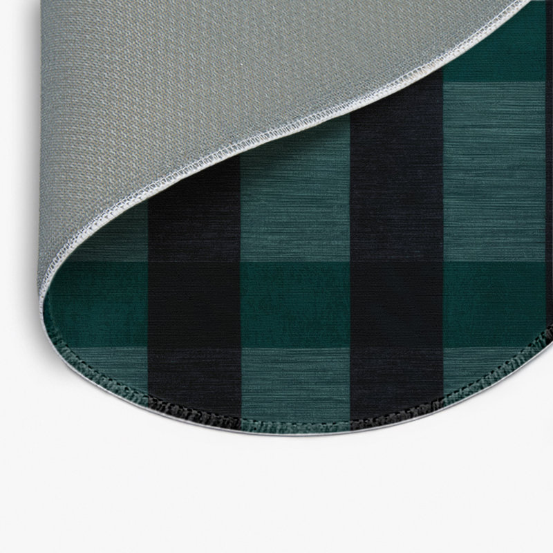 Tapis intérieur / extérieur noir à carreaux, Rond 5 pi