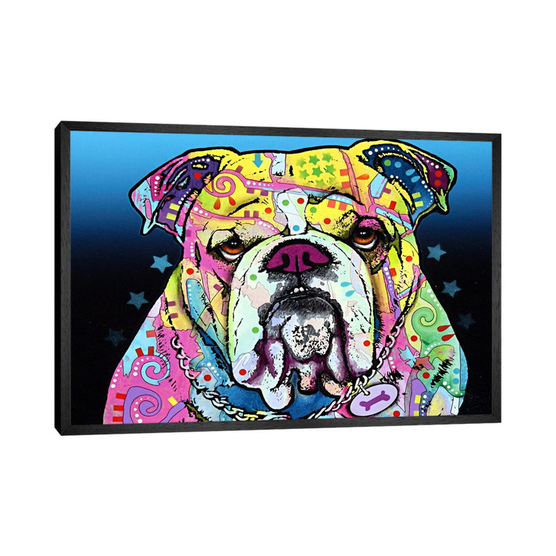 The Bulldog by Dean Russo - Print on Canvas, Black Framed, 66.04 cm H x 45.72 cm W