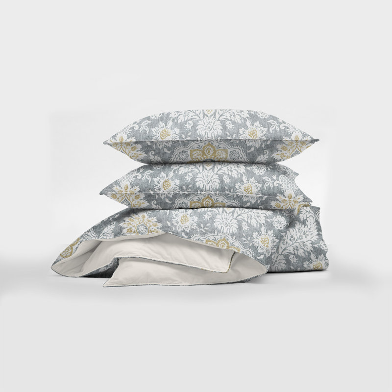 Ensemble d'édredon Indali coton standard, Édredon pour très grand lit + 2 taies décorativ, Moka / gris anthracite