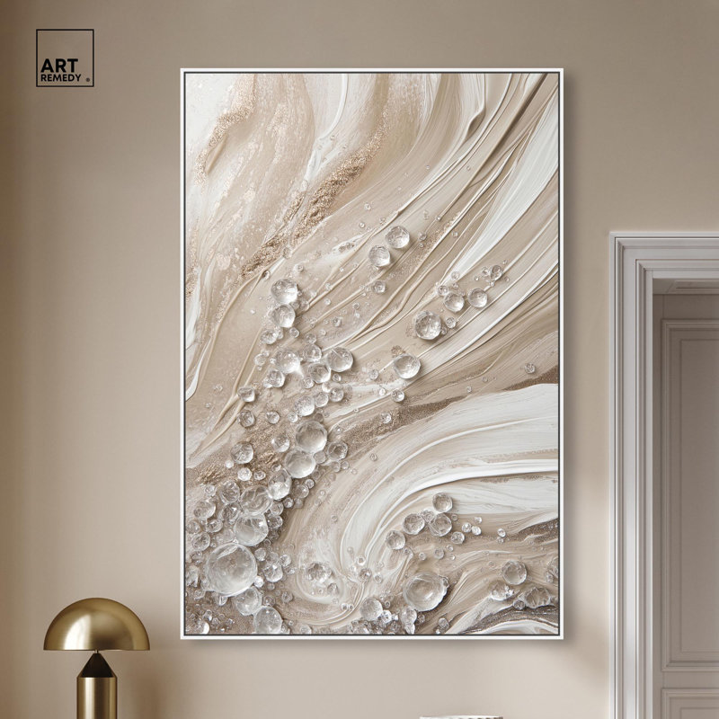 «Viscous Veils III Canvas Elegant Abstracts» par Art Remedy, H 55 po x l 37 po, Cadre blanc
