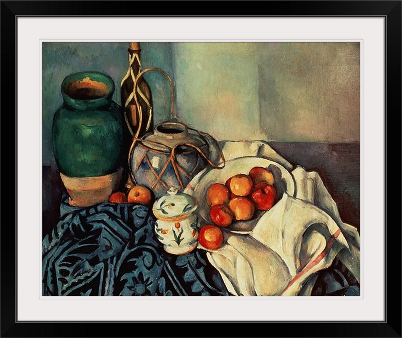 «Still Life with Apples, 1893 94» par Paul Cezanne - reproduction d'art, H 32 po x l 38 po x P 1 po, Cadre noir