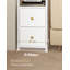 Slim Bedside Table Set of 2, Bedside Cabinet with 2 Fabric Storage Drawers, Narrow Side End Table with Open Compartment, Nightstand for Bedroom, Living Room, 35 x 27 x 60 cm, White