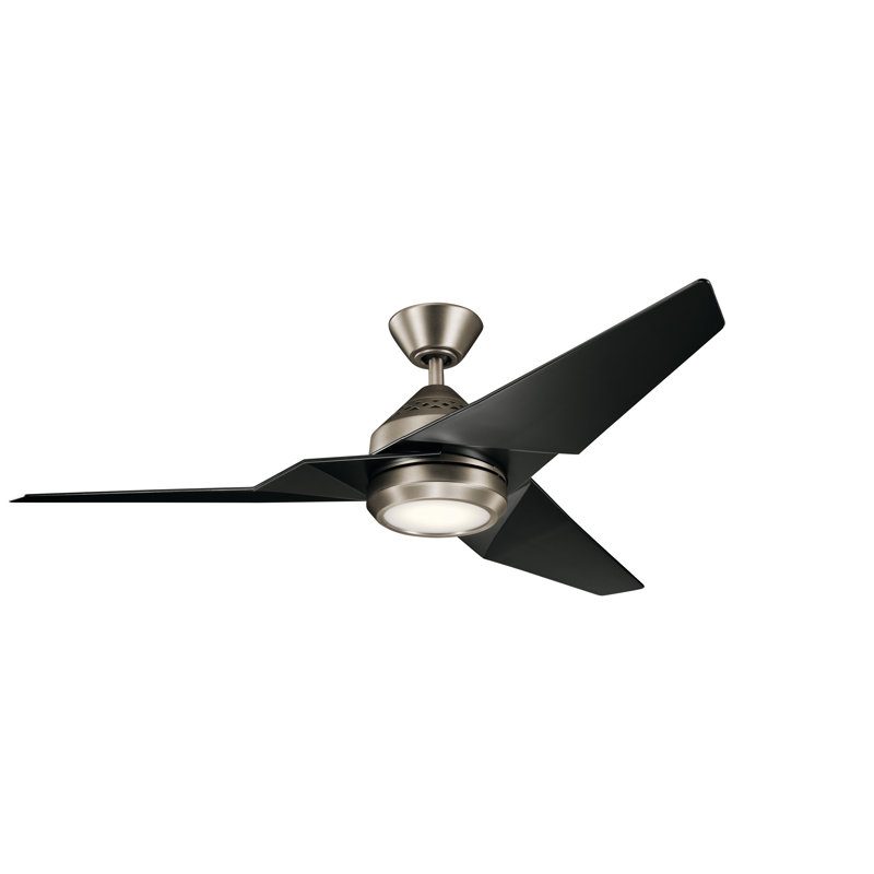 Camptown 60cm Ceiling Fan with LED Lights, Satin Black, Antique Pewter