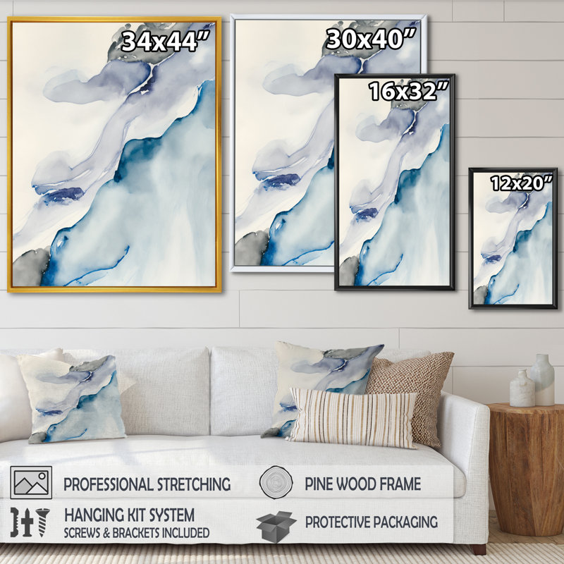 «Sapphire Blue Nebula», reproduction sur toile, L 34 po x H 44 po, Toile avec cadre flottant noir