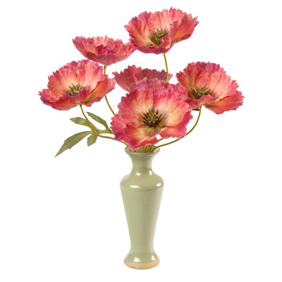 Poppies in Sage Ceramic Bud Vase