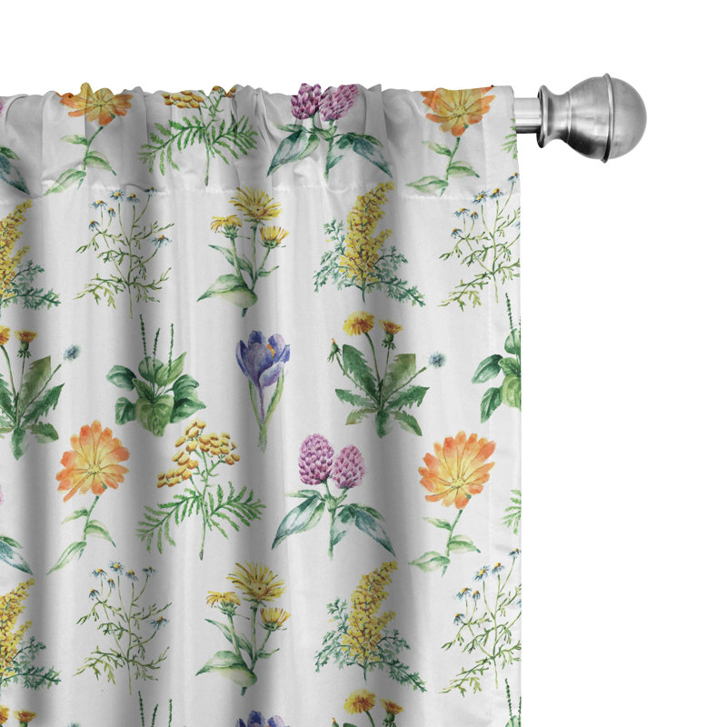 Thistle Floral Semi-Sheer Rod Pocket Curtain Panels, 28" x 84"
