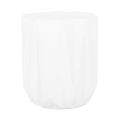 Antique White Concrete Side Table, 17.54" Height, Stylish & Practical Build Lightweight End Chic Design