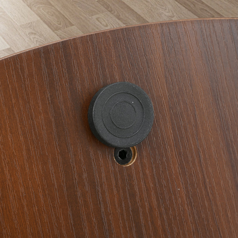 Ensemble de 2 tables basses rondes emboîtables, avec porte tambour ronde Mid-Century, Walnut