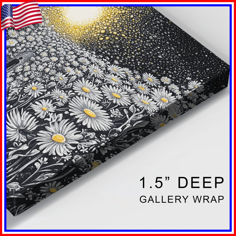 «Man Walking Through Daisies», toile tendue en plusieurs tailles, 20 po x 30 po