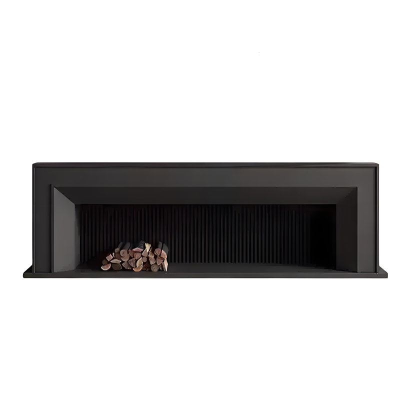 82.68"Black Modern Minimalist Cream-Style Fireplace Mantel, Black