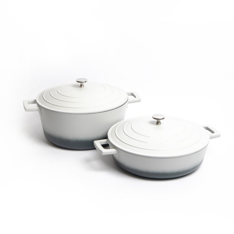 MasterClass Set of Gift-Boxed Cast Aluminium Shallow Casserole Dishes, Grey Ombre, 29 cm