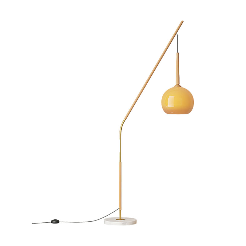 Lampe sur pied Mid-Century en fer forgé et verre Mid-Century, Naturel