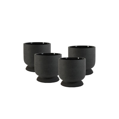 Pot en céramique noir mat Nordic Latitude Run®, centres de table pour événement, jardinière succulente, fleurs, centre de table décoratif pour la maison, le bureau, le mariage, 7,5 po de diamètre et 7 po de hauteur, ensemble de 4