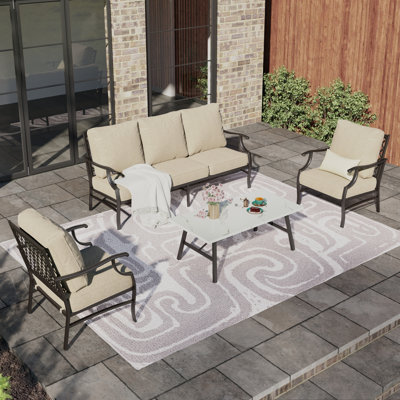 Asfand 5-7- Person Patio Conversation Set with Optional Ottoman