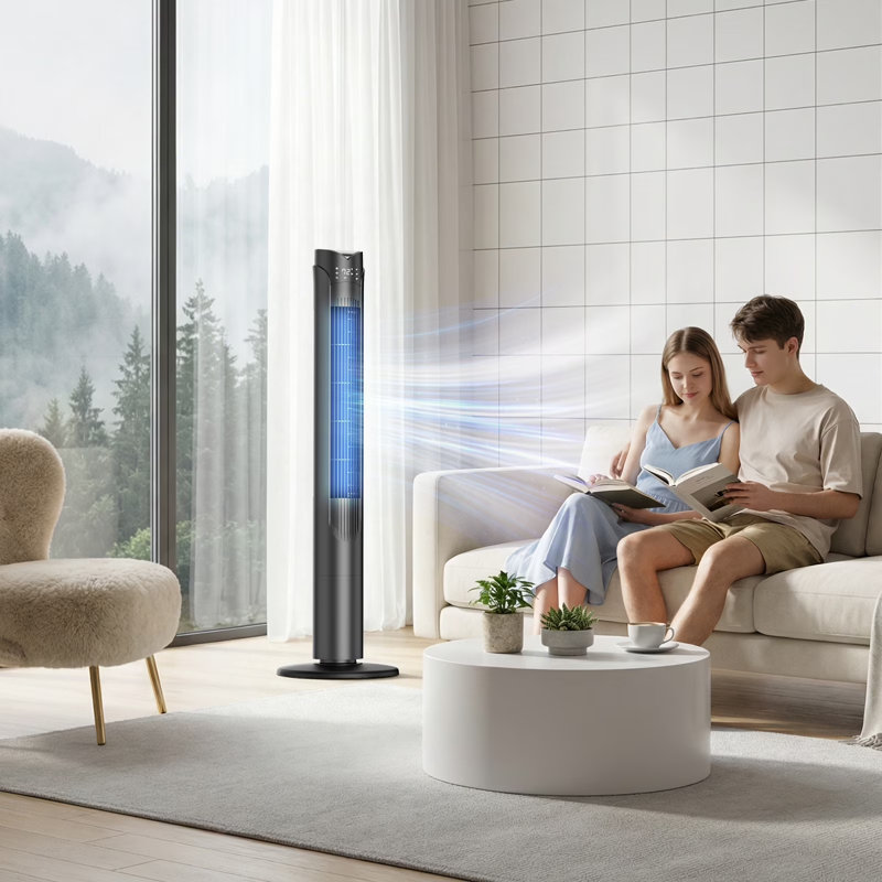 Ventilateur tour 41 po, ventilateurs oscillants larges à 3 vitesses, 3 modes, haute vitesse de 26 pi / s, affichage DEL avec télécommande, minuterie 12H, pour la maison, le salon, le bureau